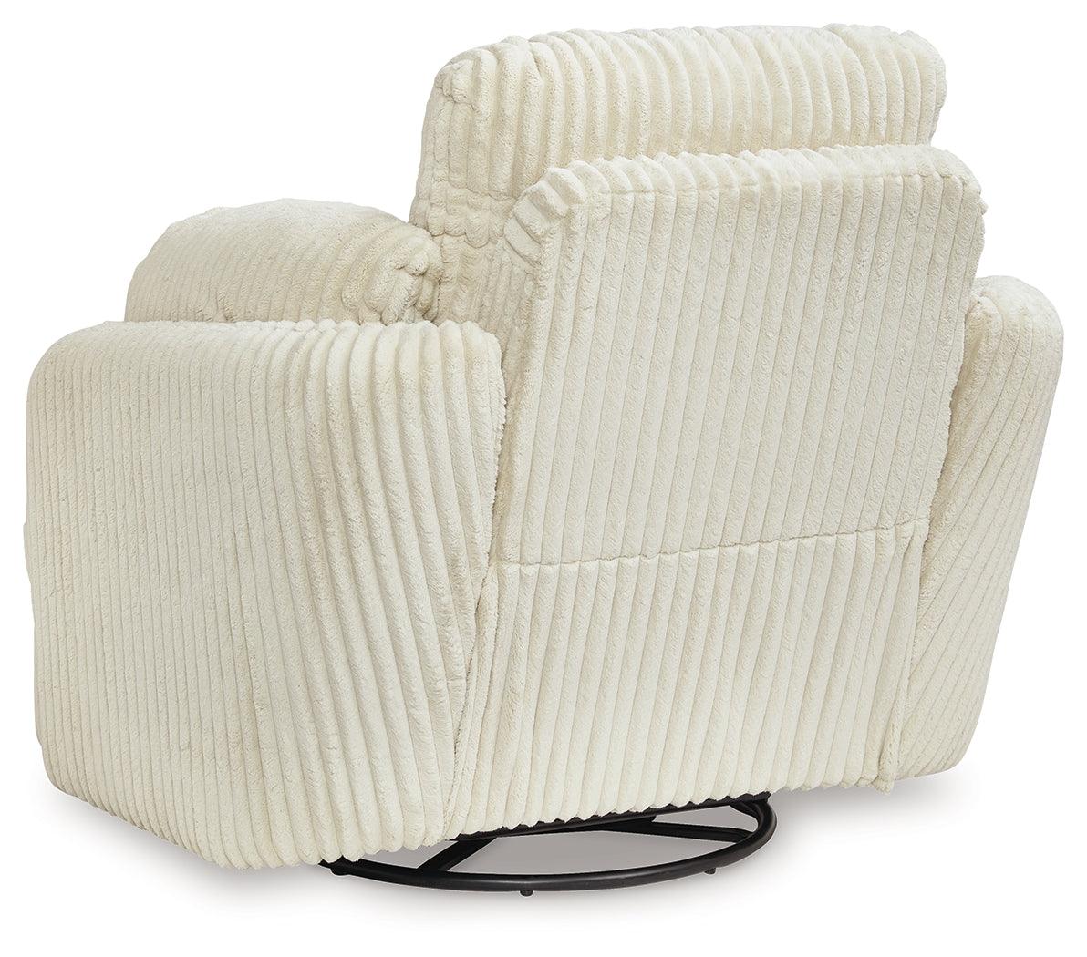 Side angle of ivory velvet recliner