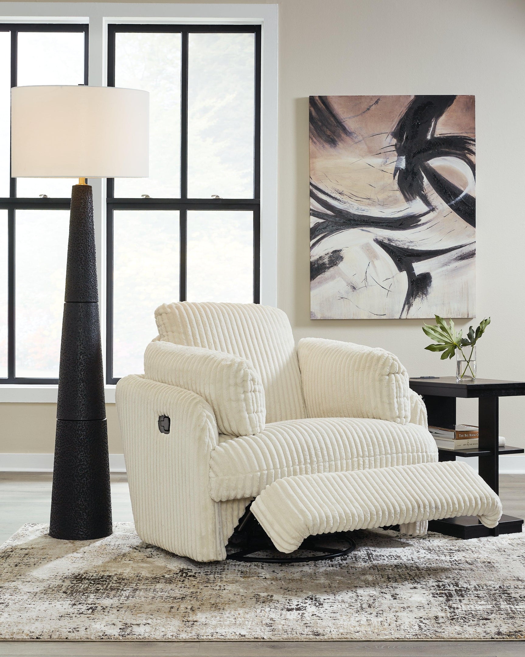 Ivory recliner in reclining position