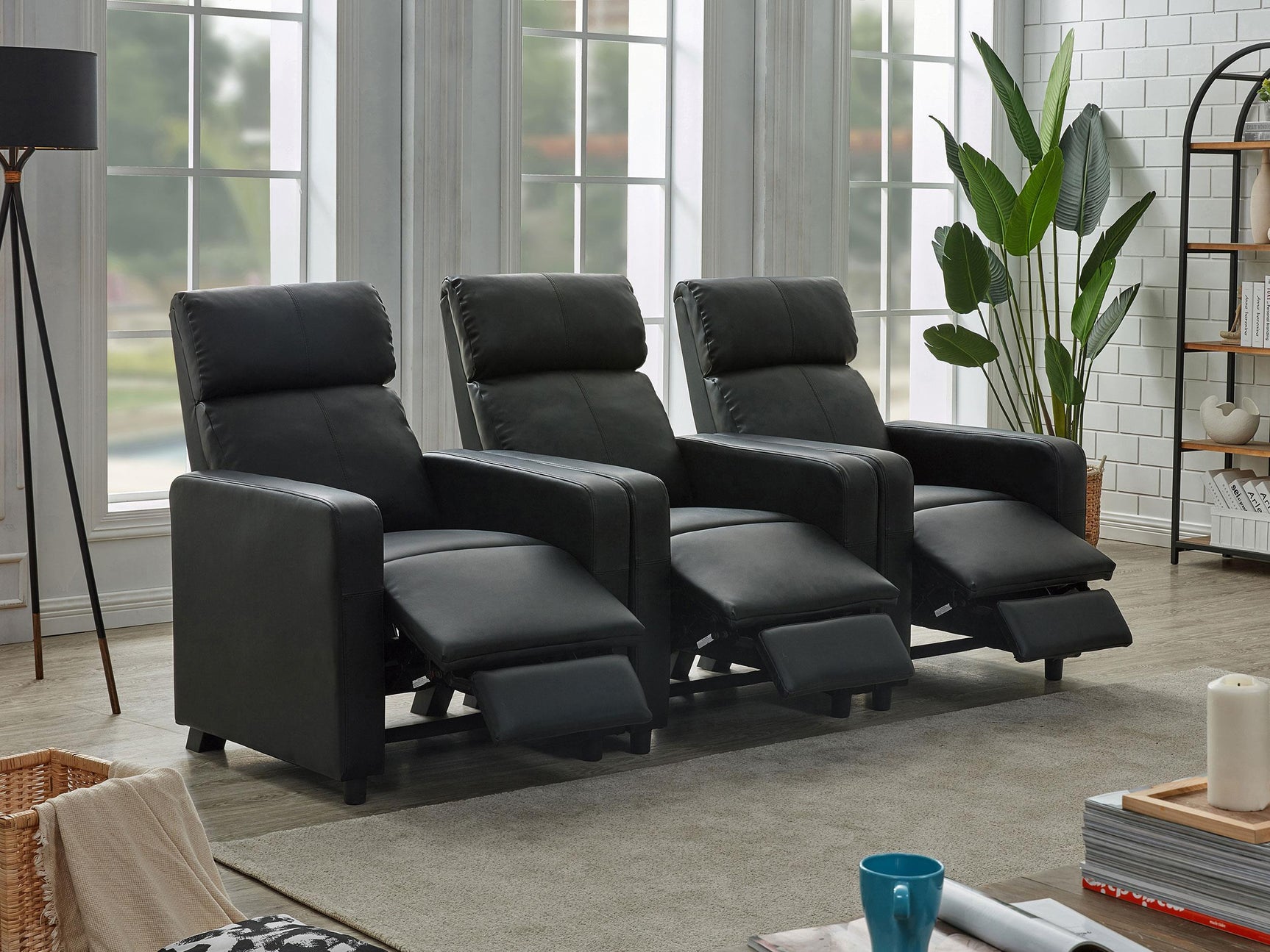 Side view of Toohey home theater recliner showing reclining position