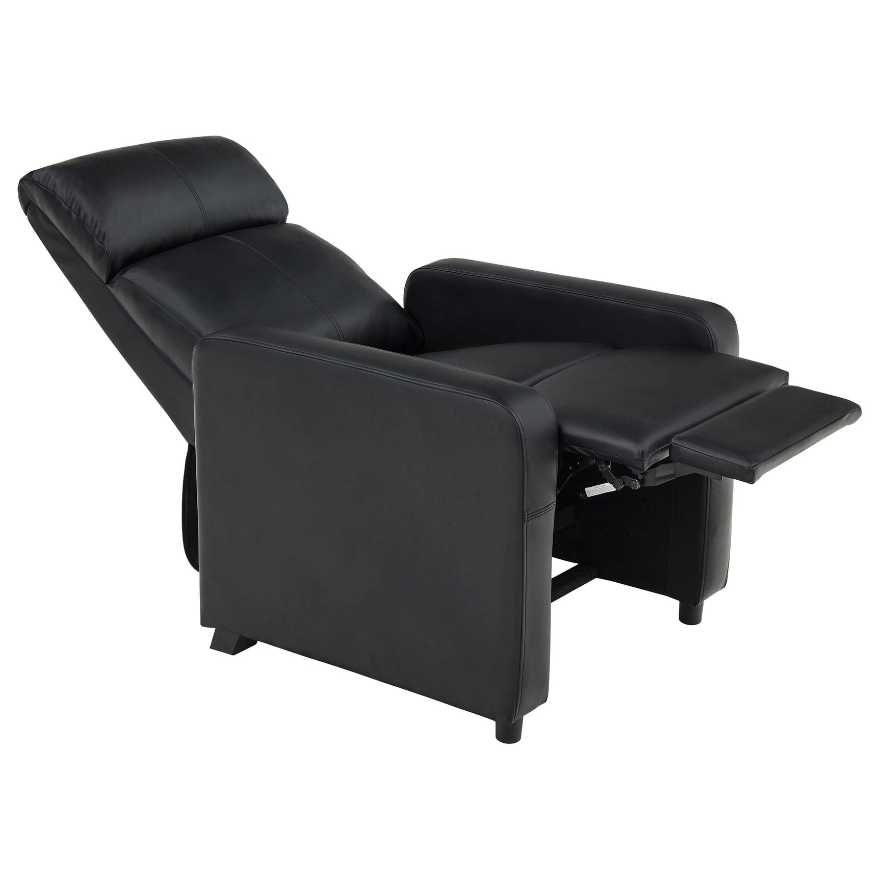 Side view of Toohey upholstered recliner home theater seat