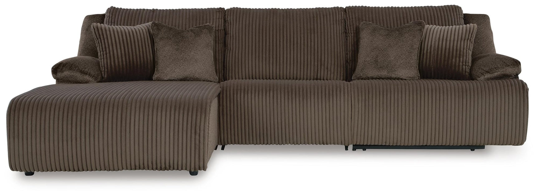 Top Tier Chocolate Velvet 3-Piece Reclining Sectional Sofa Chaise - image 2