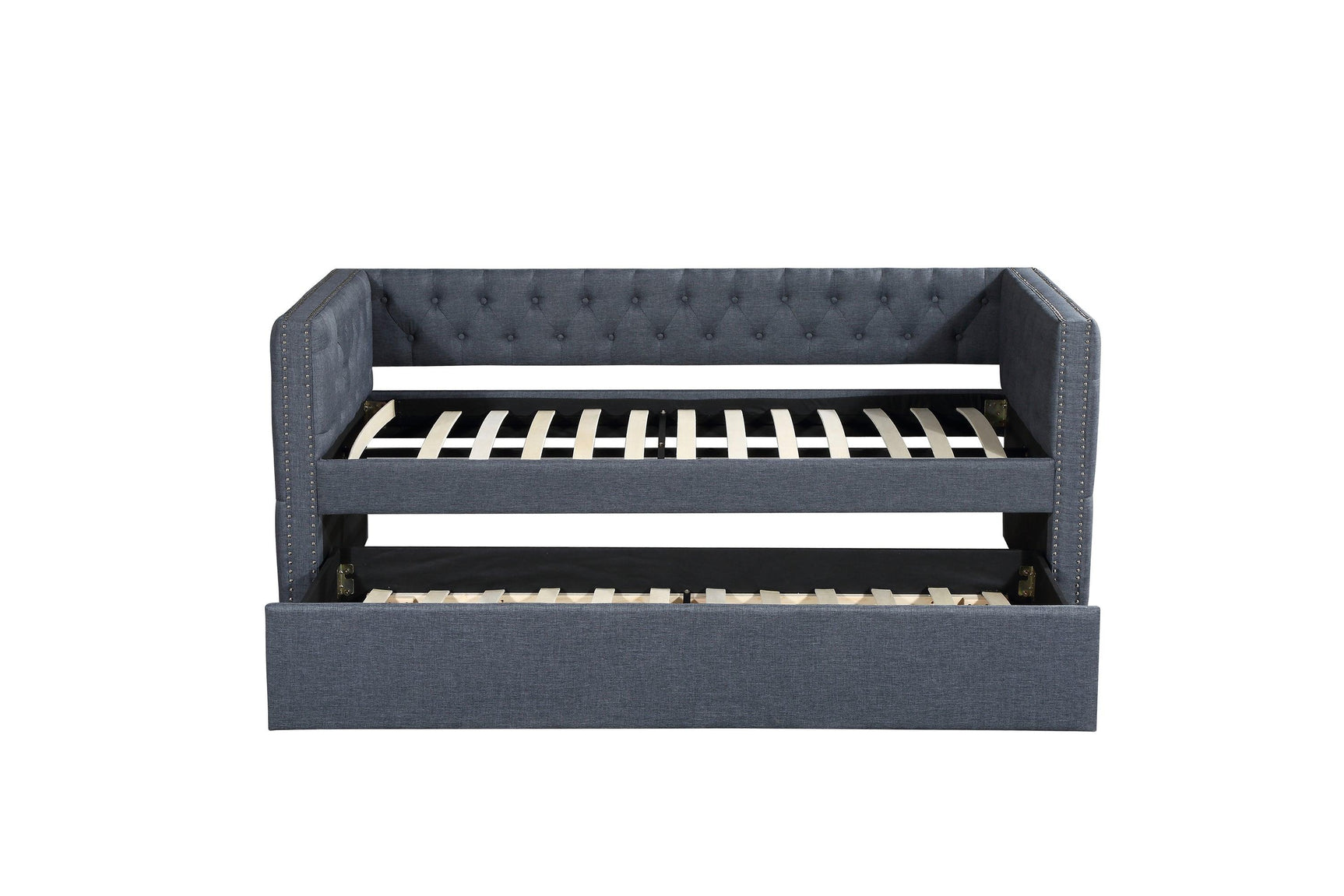 Back view of Trina Gray upholstered daybed frame
