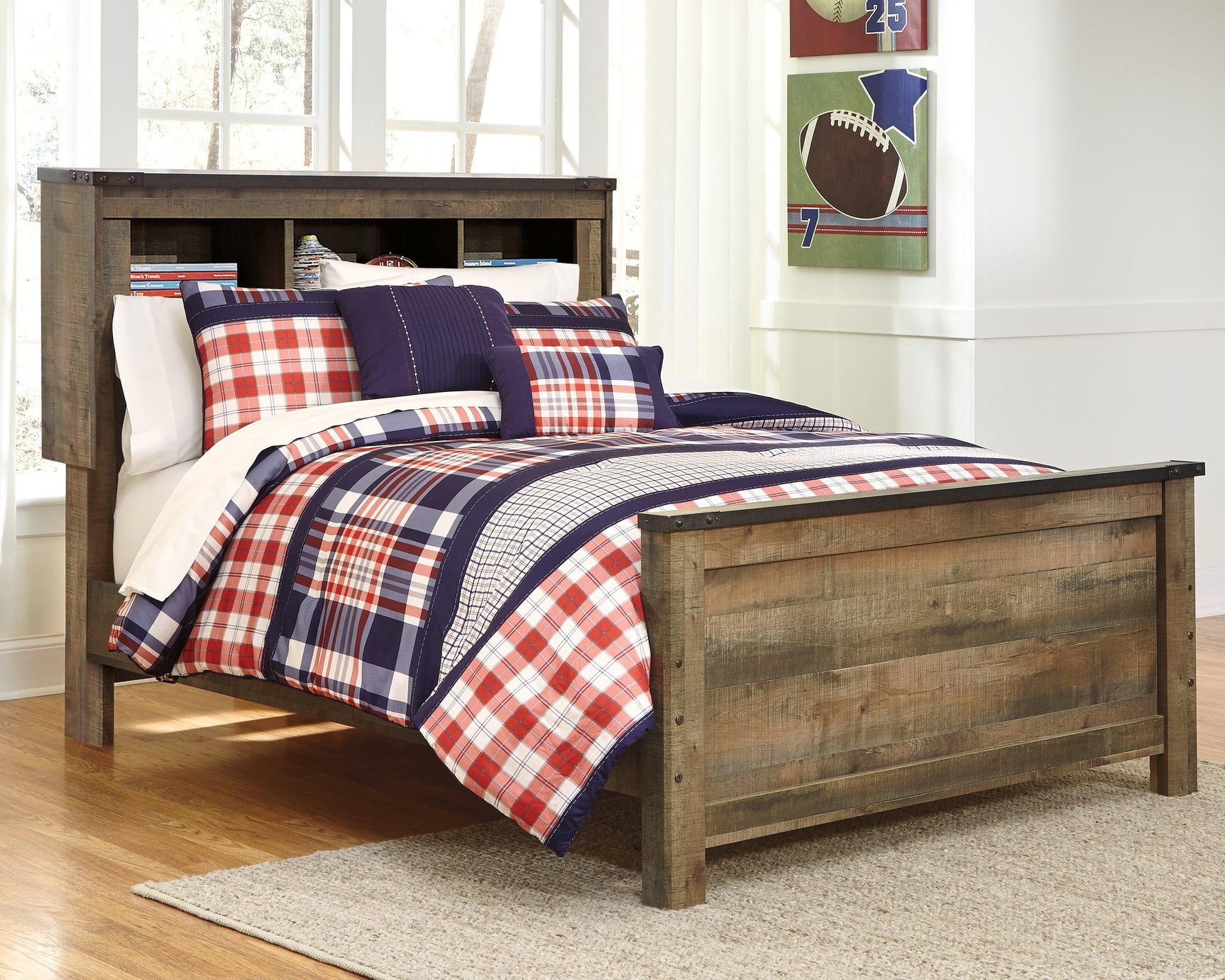 Trinell Brown Full Bookcase Panel Bed - Ella Furniture