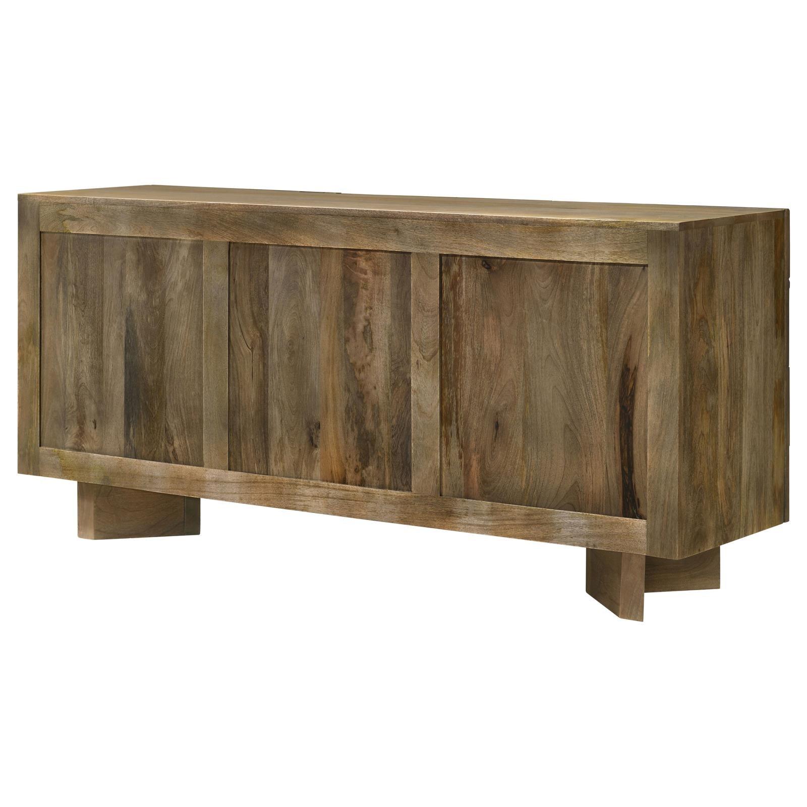 Tyler 3-door mango wood dining sideboard server in brown, front view