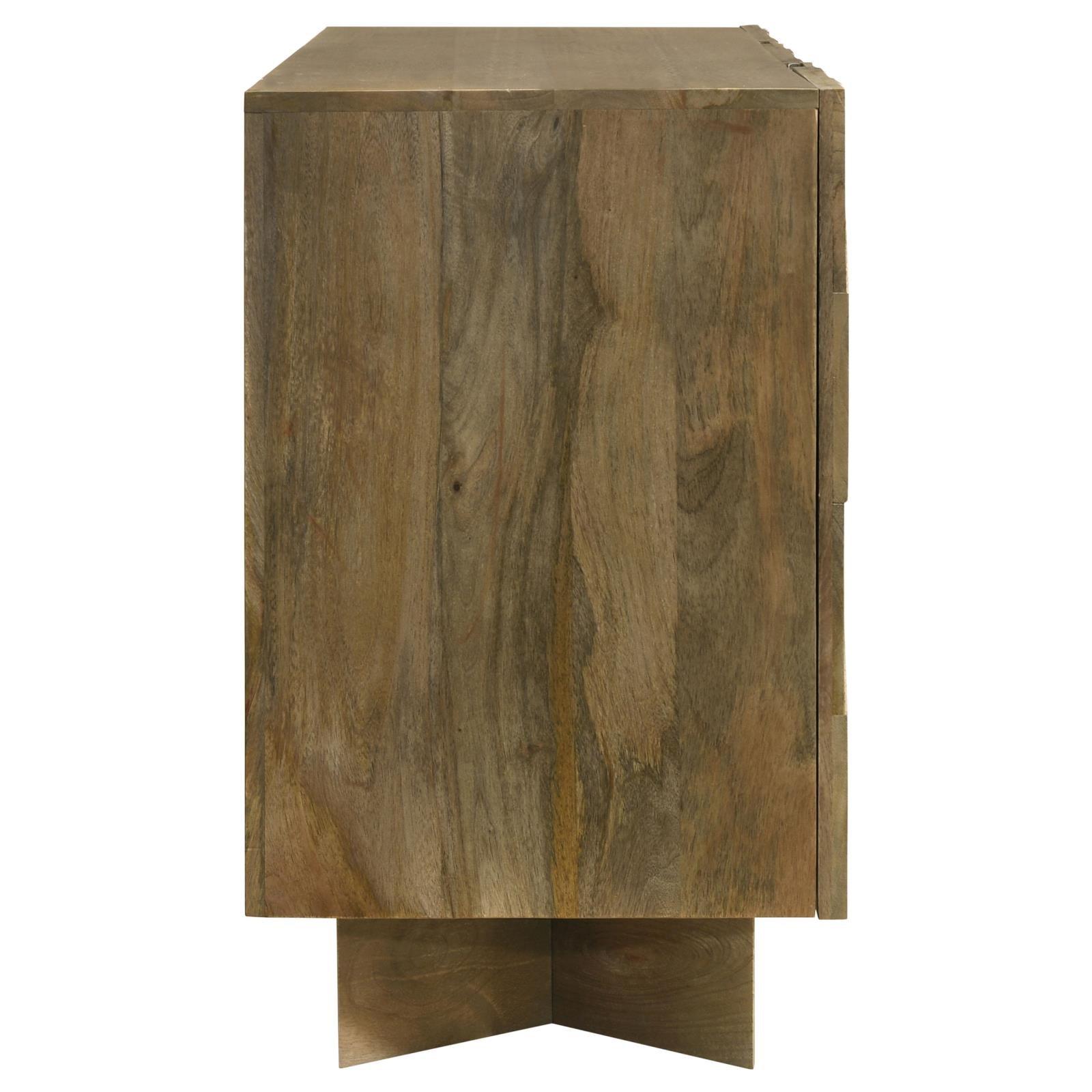 Tyler 3-door mango wood dining sideboard server in brown, front view