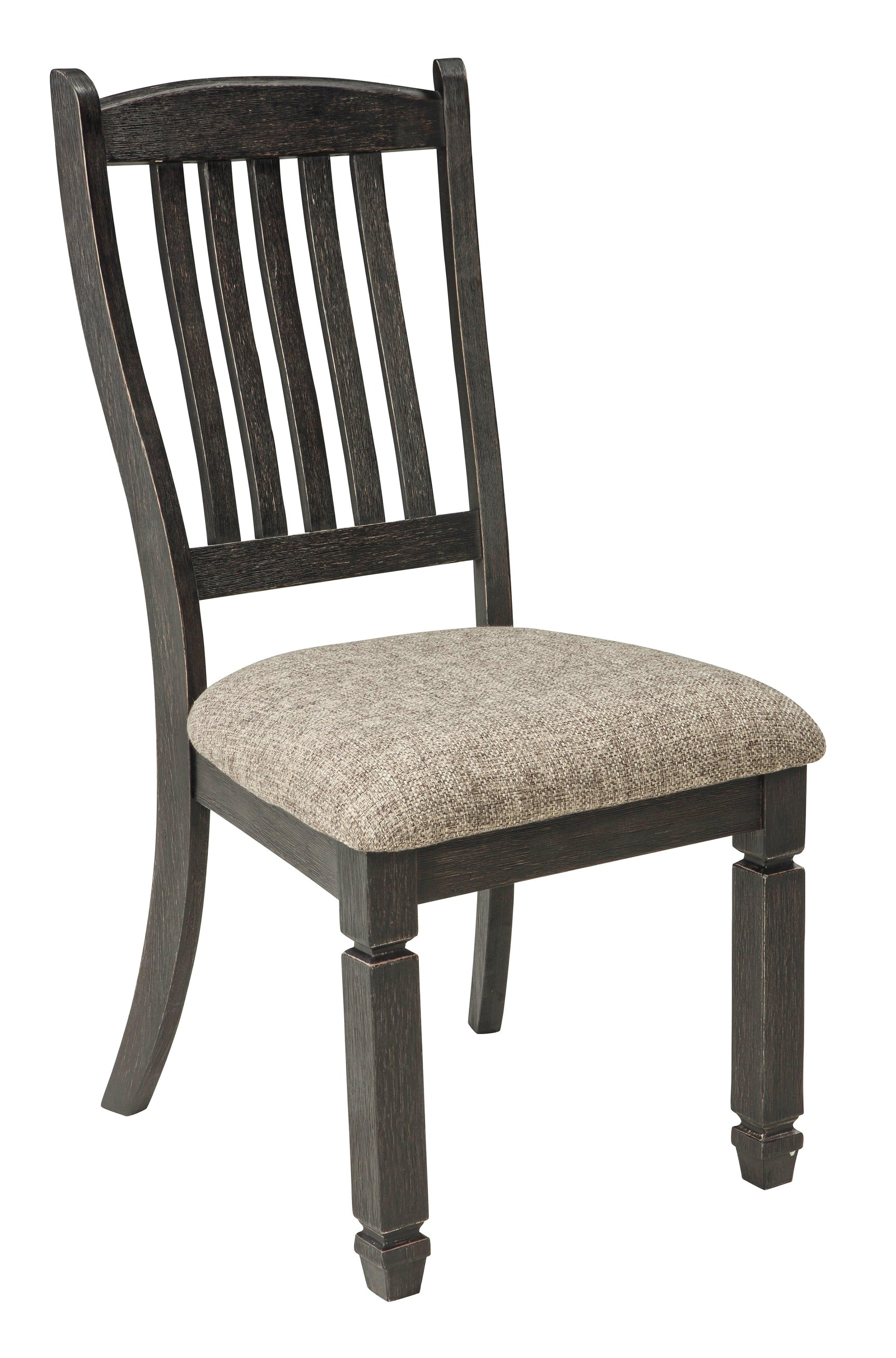 Tyler dining chair set side angle showing slat back and tapered legs