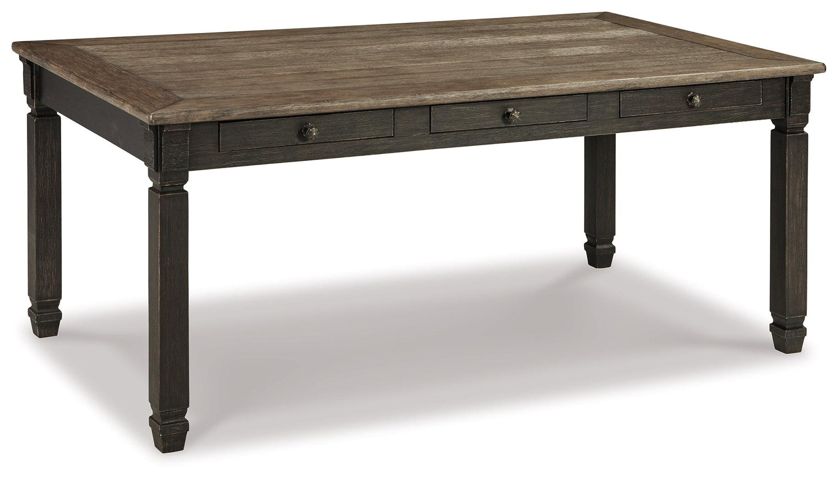 Close-up detail of Tyler Creek Black Gray Rectangular Dining Room Set dining table