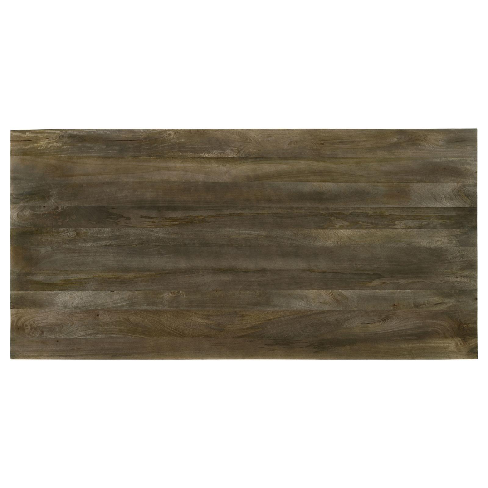 Dining table corner with double V-leg featuring mango wood texture