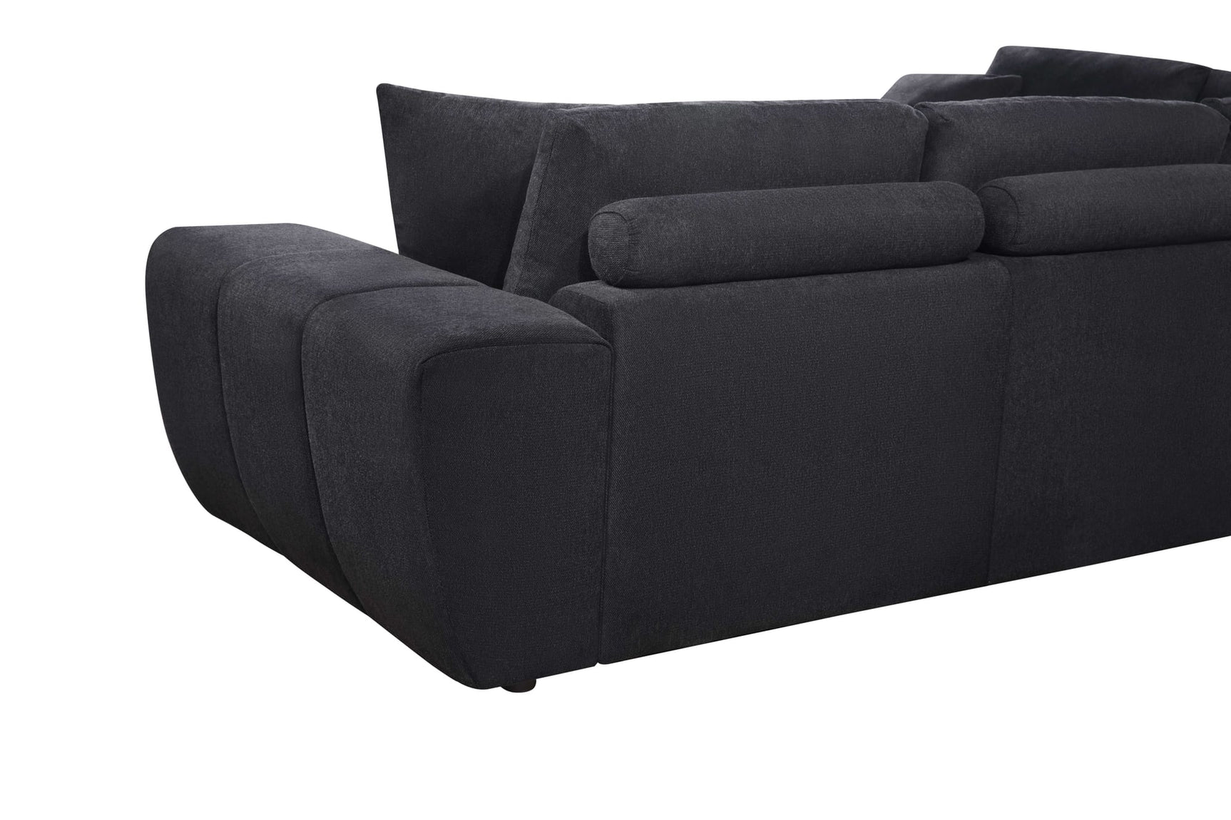 Uptown Black 2-Piece Fabric Sectional Sofa with Vertical Channeling view 4