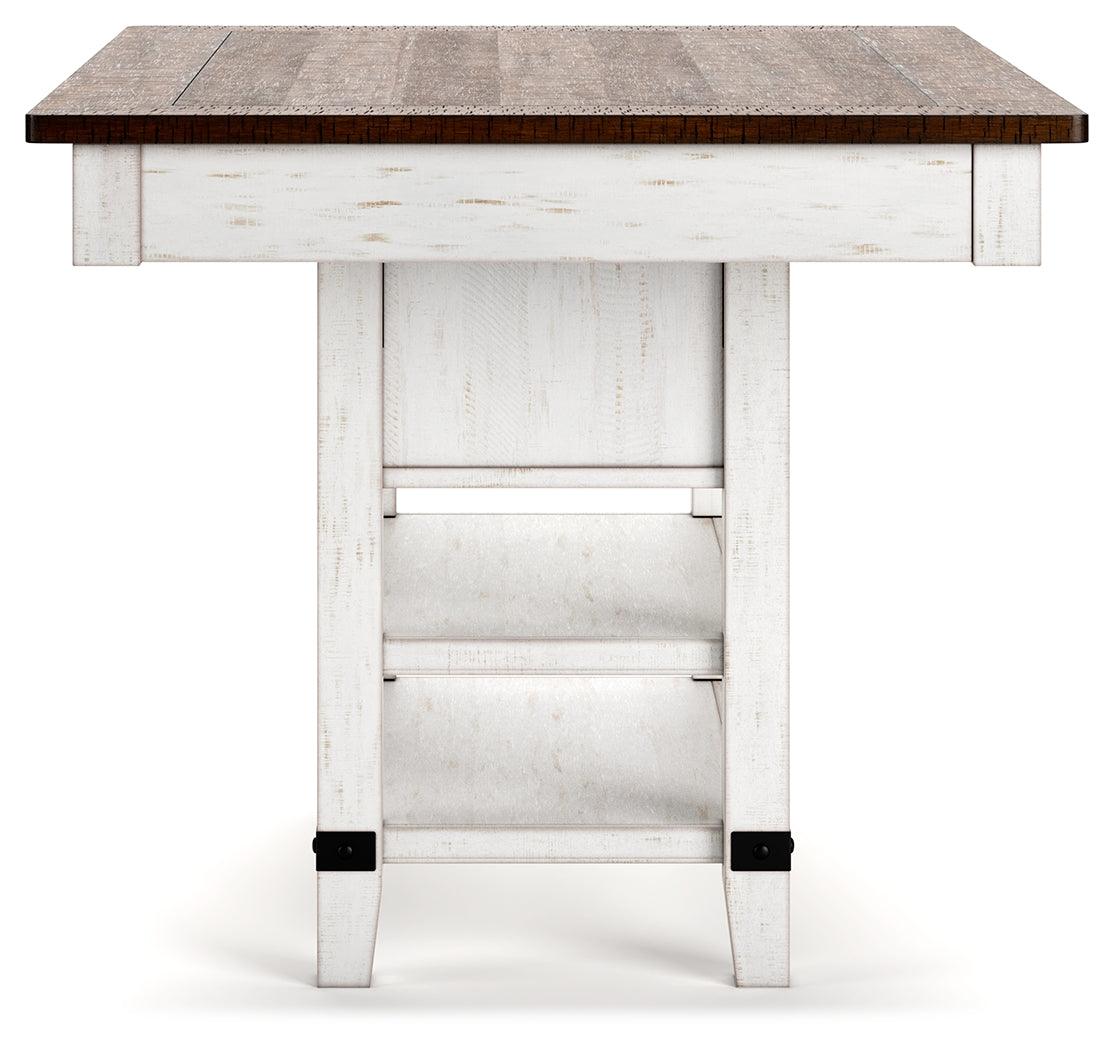 Top view of Valebeck table warm brown pine wood surface