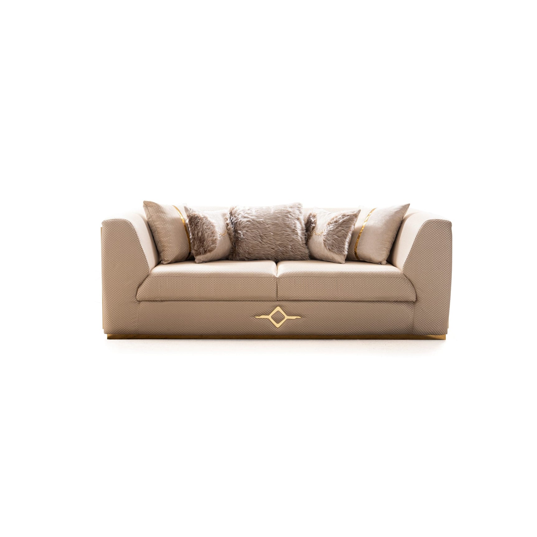 Vega Sofa, Loveseat, and Chair Set with Textured Upholstery and Gold Accents view 12