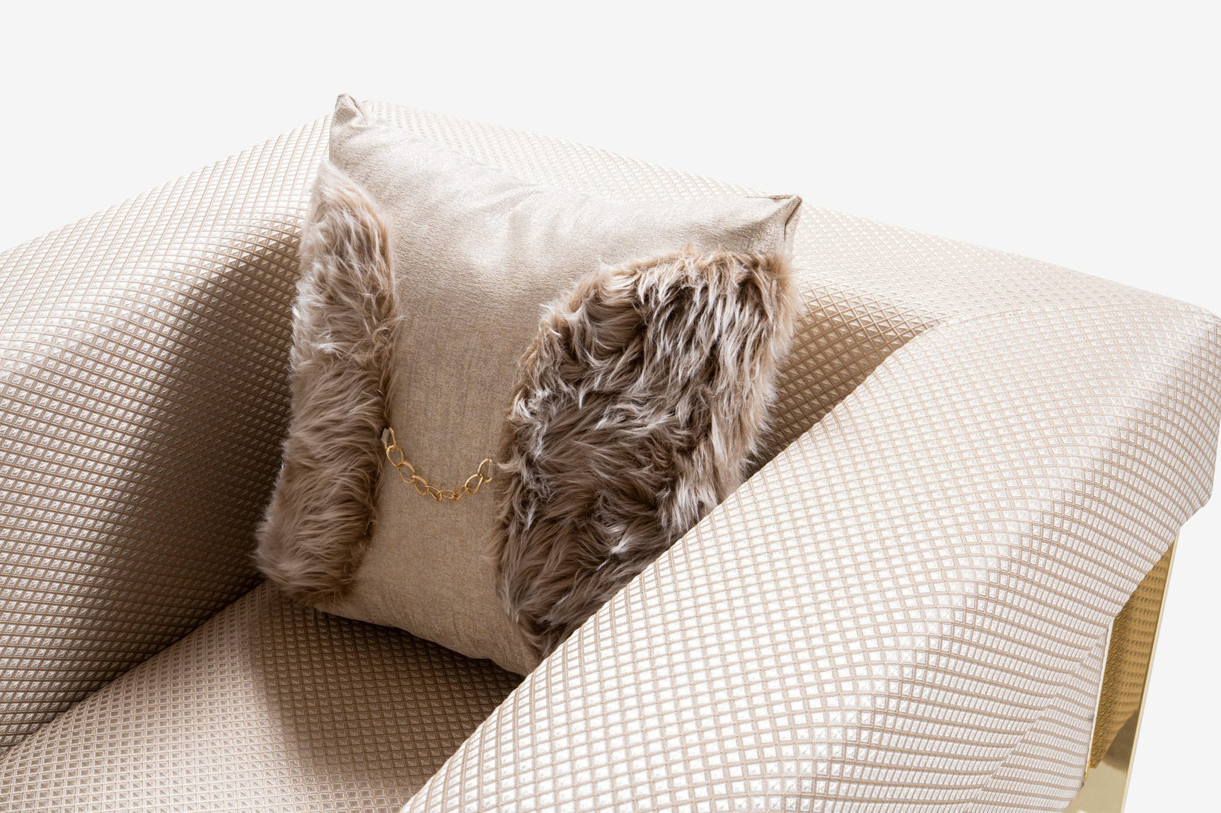 Vega Sofa, Loveseat, and Chair Set with Textured Upholstery and Gold Accents view 28