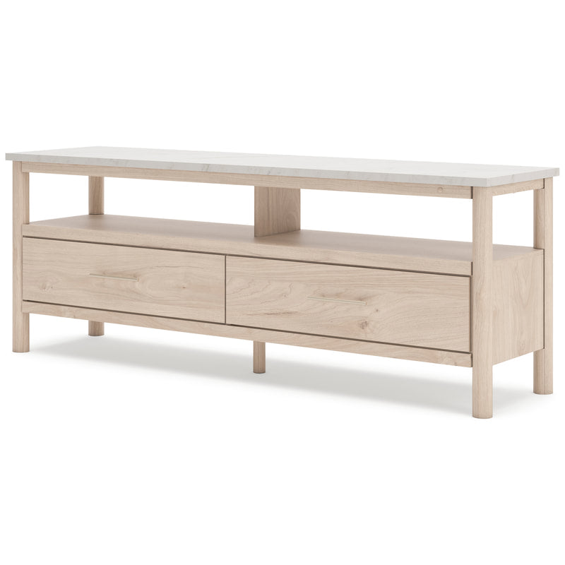 W2615-68 TV Stand angled view highlighting round post legs