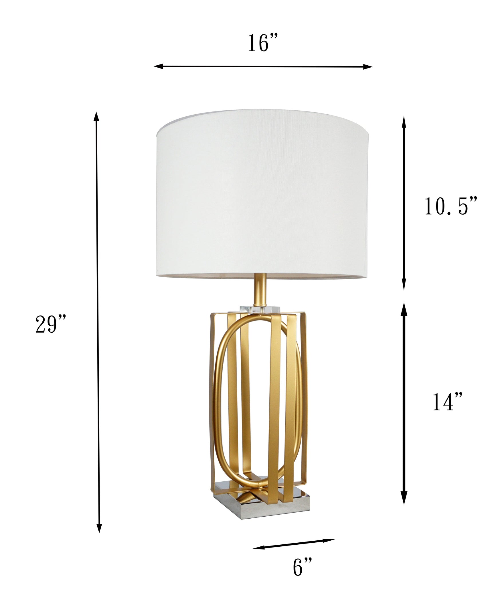 White and gold table lamp displayed on furniture