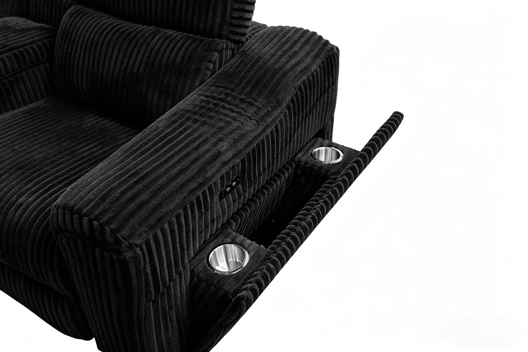 Yash Black Corduroy Reclining 6-Piece Sectional Sofa view 6