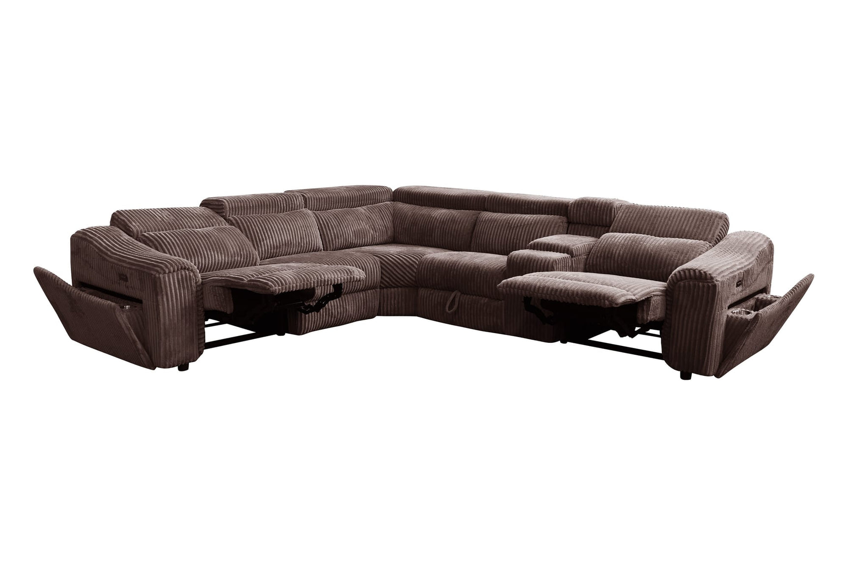 Yash Brown Corduroy Reclining 6-Piece Sectional Sofa view 19