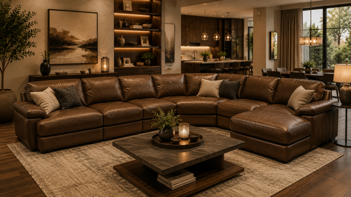 Cozy modern living room with warm tones