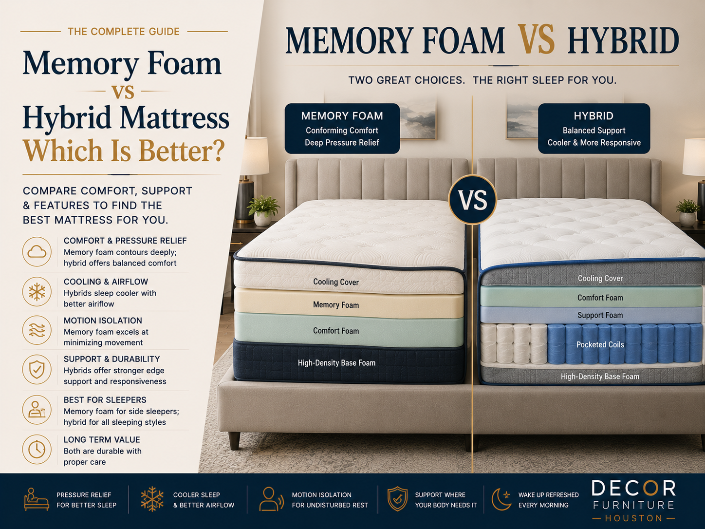 Memory Foam vs Hybrid Mattress: Which Is Better?