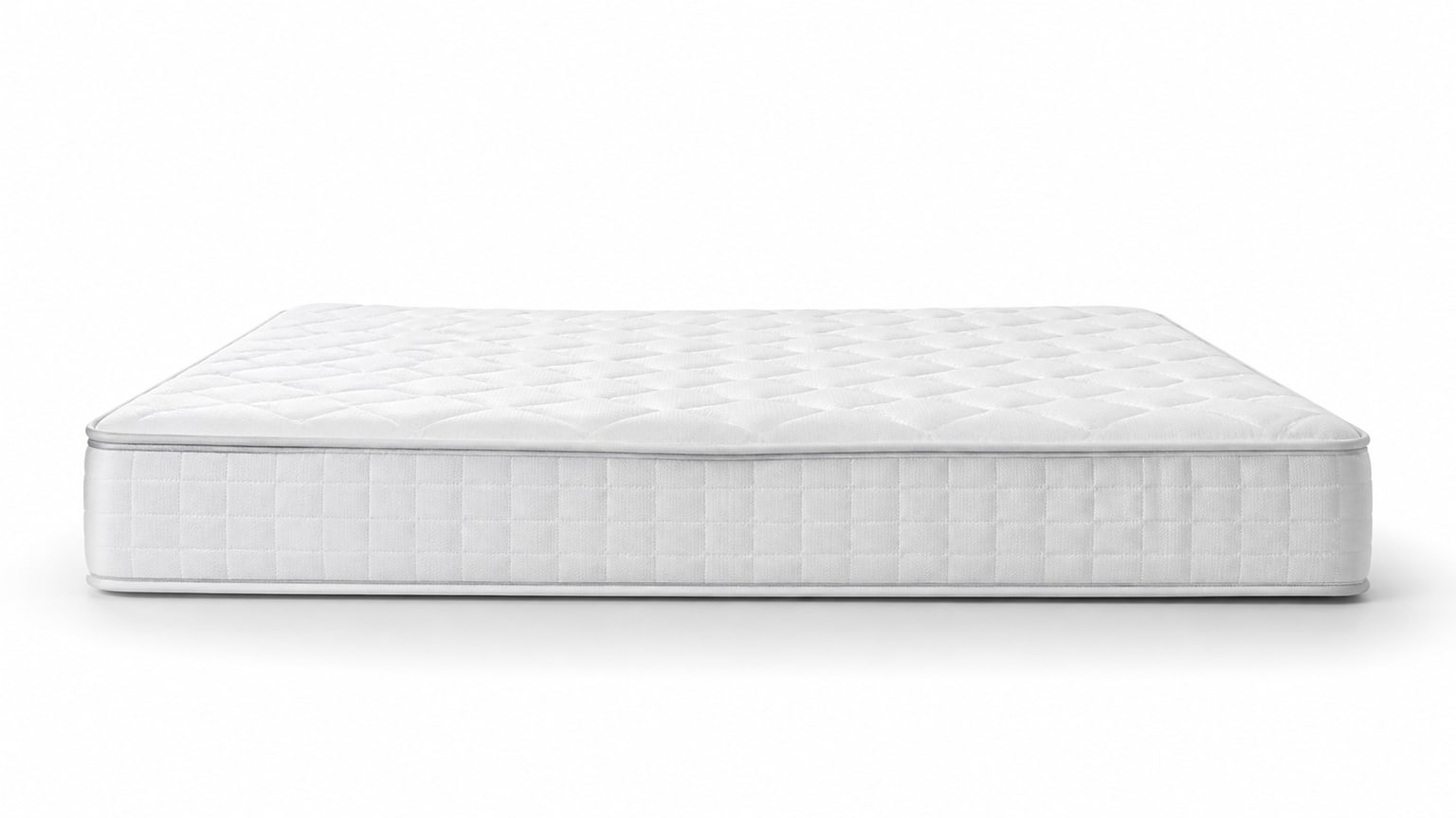 Cross-sectional view of a mattress with layers showing plush and firm comfort zones on white background, illustrating firmness and cushioning.