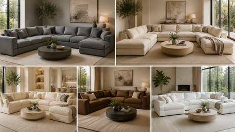 Contemporary minimalist living room collage