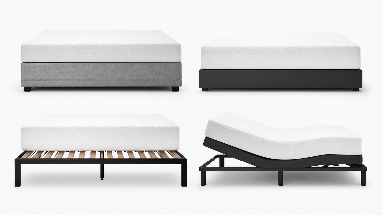 Realistic product image of modern box spring and mattress foundation on white background