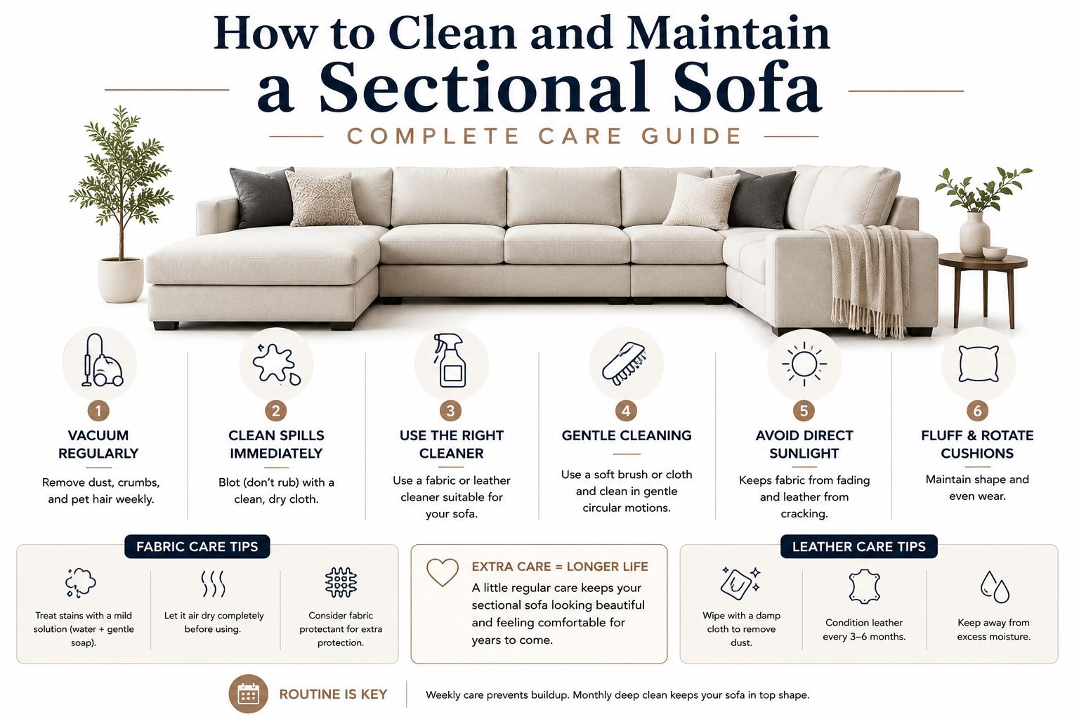 How to Clean and Maintain a Sectional Sofa: Complete Care Guide