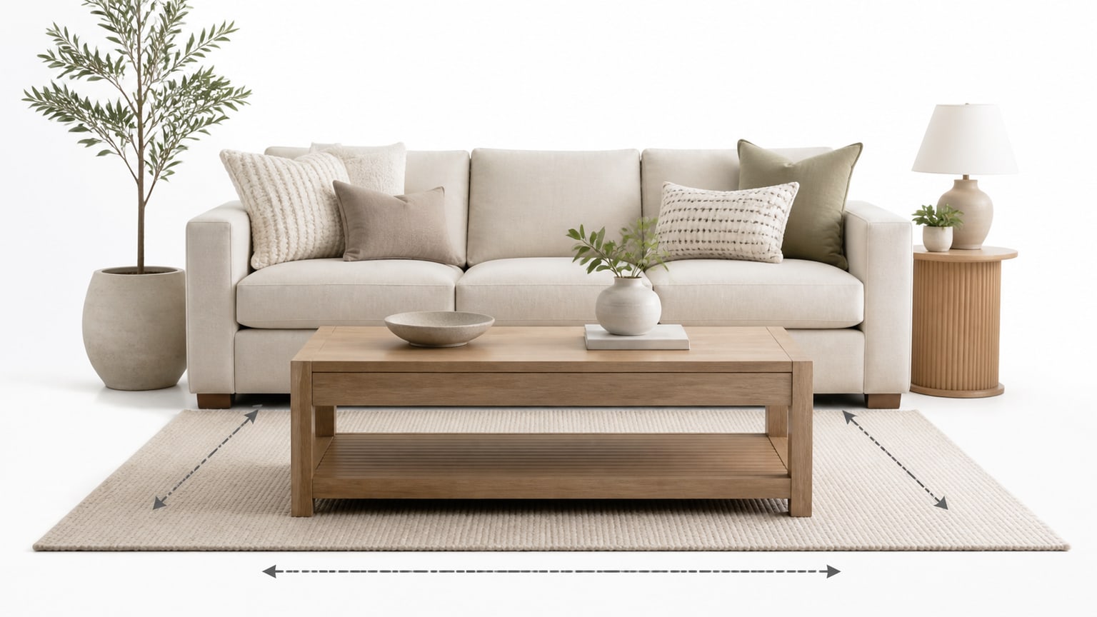 Modern coffee table and side tables in a clean white studio setting.