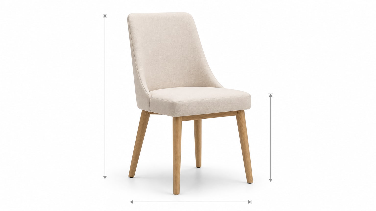 Two dining chairs - one upholstered fabric chair and one wooden chair on white background