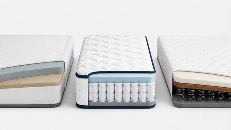 Modern mattress on a white background with professional studio lighting