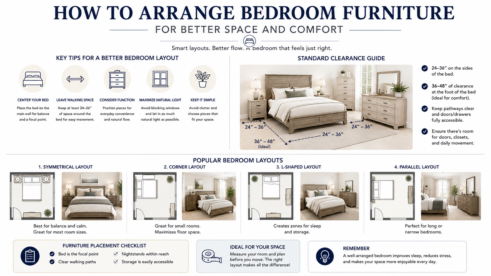 How to Arrange Bedroom Furniture for Better Space and Comfort
