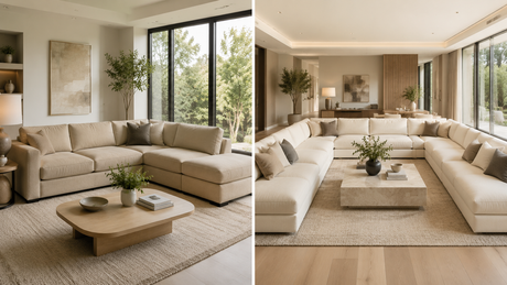 Modern living room comparison diptych