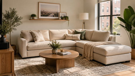 Cozy modern living room with plants