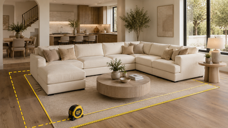 Modern living room with measuring accents