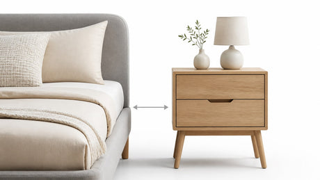 Modern wooden nightstand with drawers and open shelf on white background