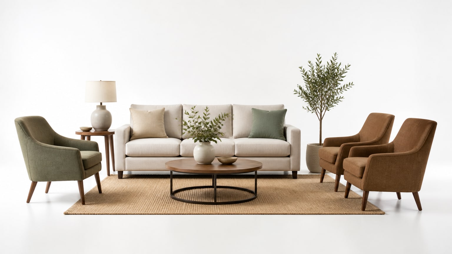 Modern accent chair on white background showcasing upholstery and design.
