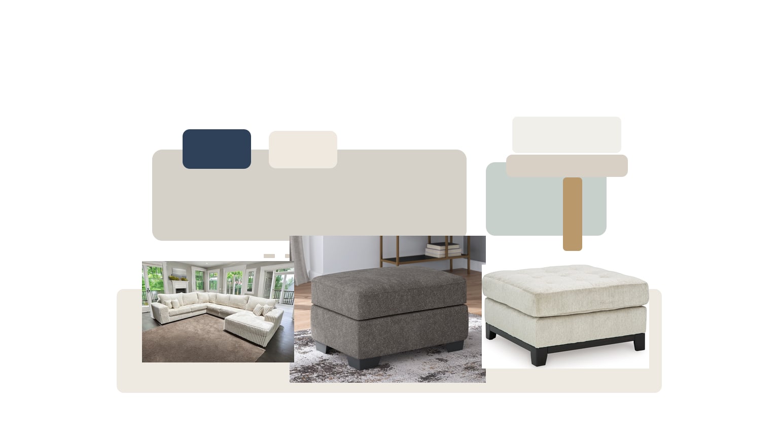 Modern upholstered ottoman on white background showcasing its design and texture.