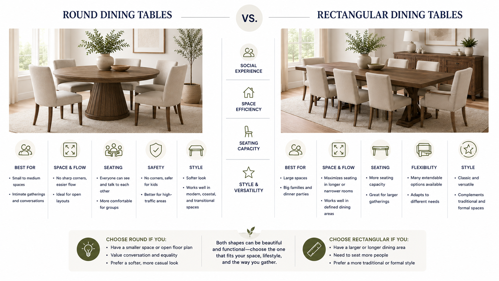 Round vs. Rectangular Dining Tables: Which Shape Is Best?