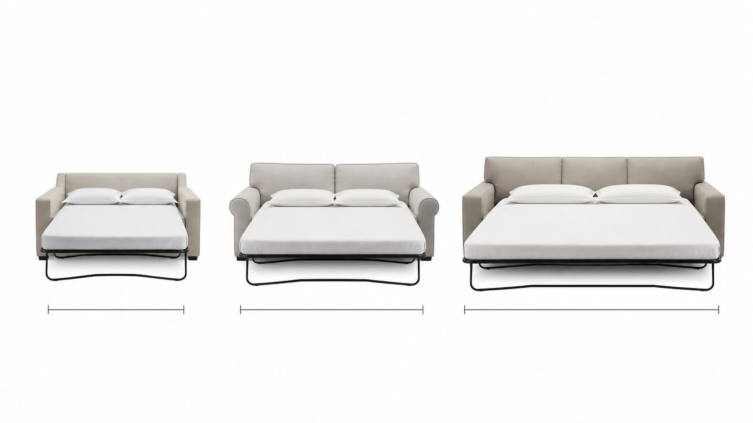Modern sleeper sofa with pull-out bed on a clean white background