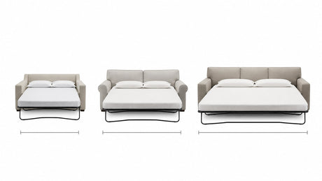 Modern sleeper sofa with pull-out bed on a clean white background