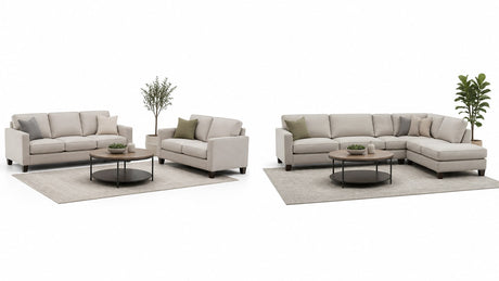 Modern compact two-seat loveseat on a white background with soft upholstery and clean design