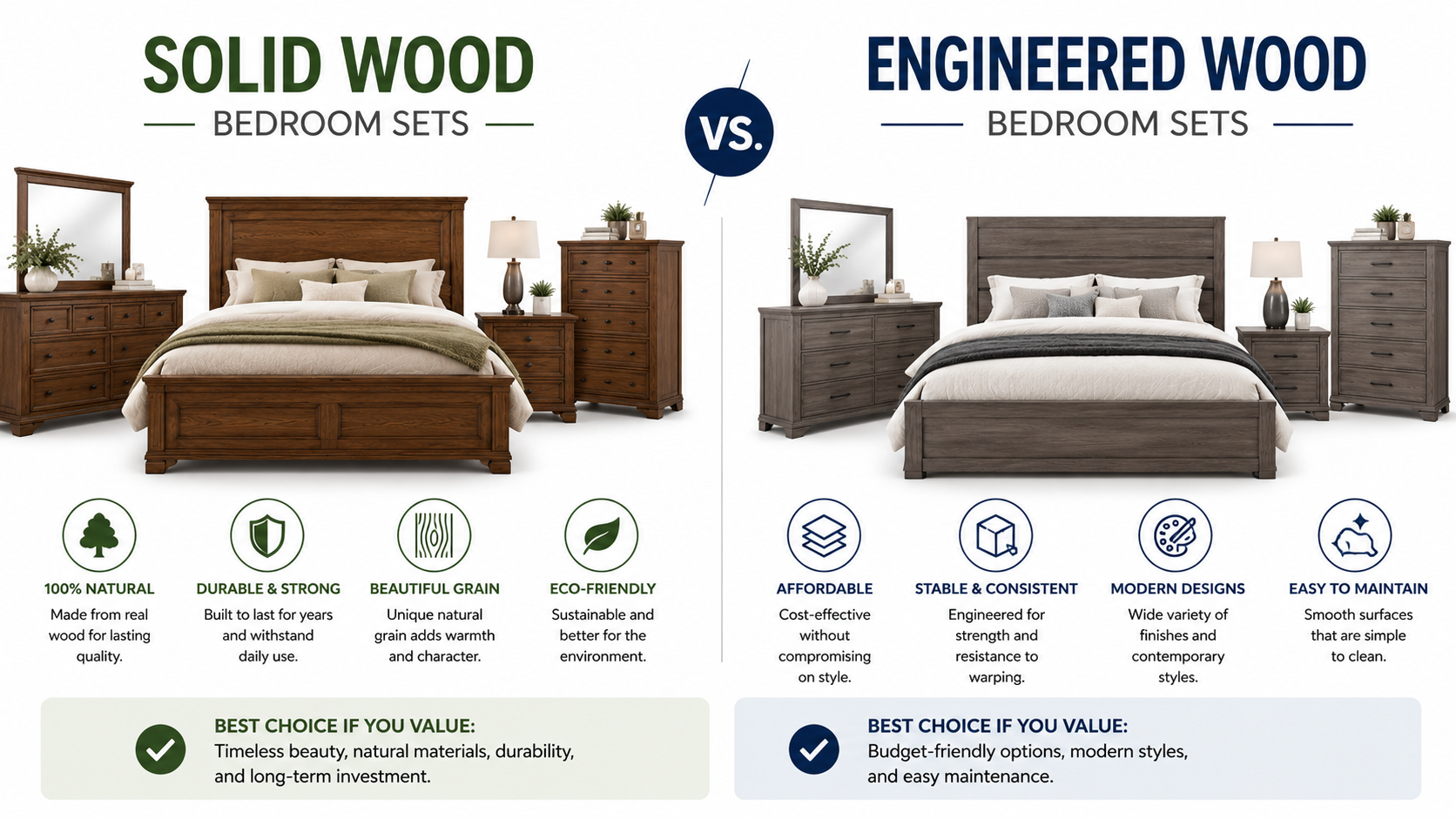 Solid Wood vs. Engineered Wood Bedroom Sets