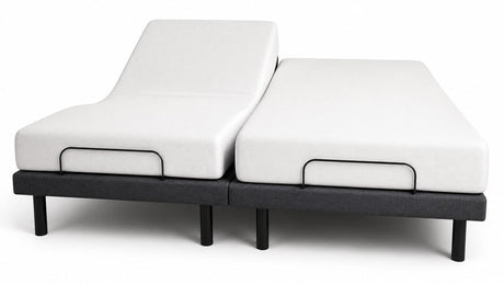 Split King Adjustable Bed Base with Two Twin XL Mattress Foundations on White Background