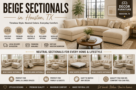 Beige sectionals in Houston TX at Decor Furniture