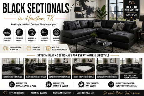Black sectionals in Houston TX at Decor Furniture