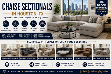 Chaise sectionals in Houston TX at Decor Furniture