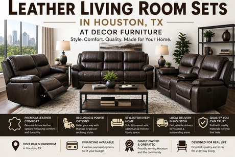 Leather living room sets in Houston TX at Decor Furniture
