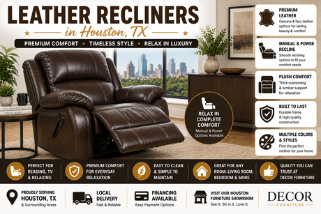 Leather recliners in Houston TX at Decor Furniture
