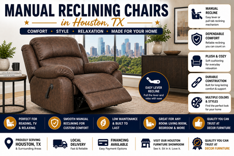 Manual reclining chairs in Houston TX at Decor Furniture