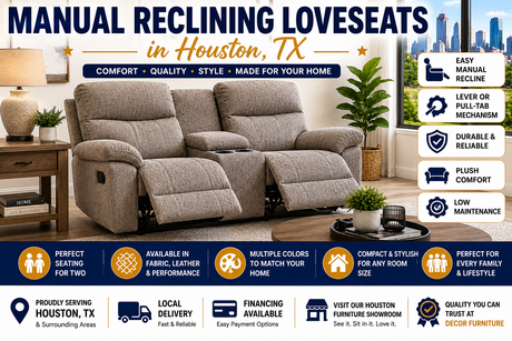 Manual reclining loveseats in Houston TX at Decor Furniture