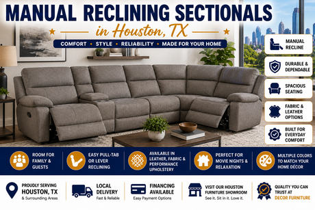 Manual reclining sectionals in Houston TX at Decor Furniture
